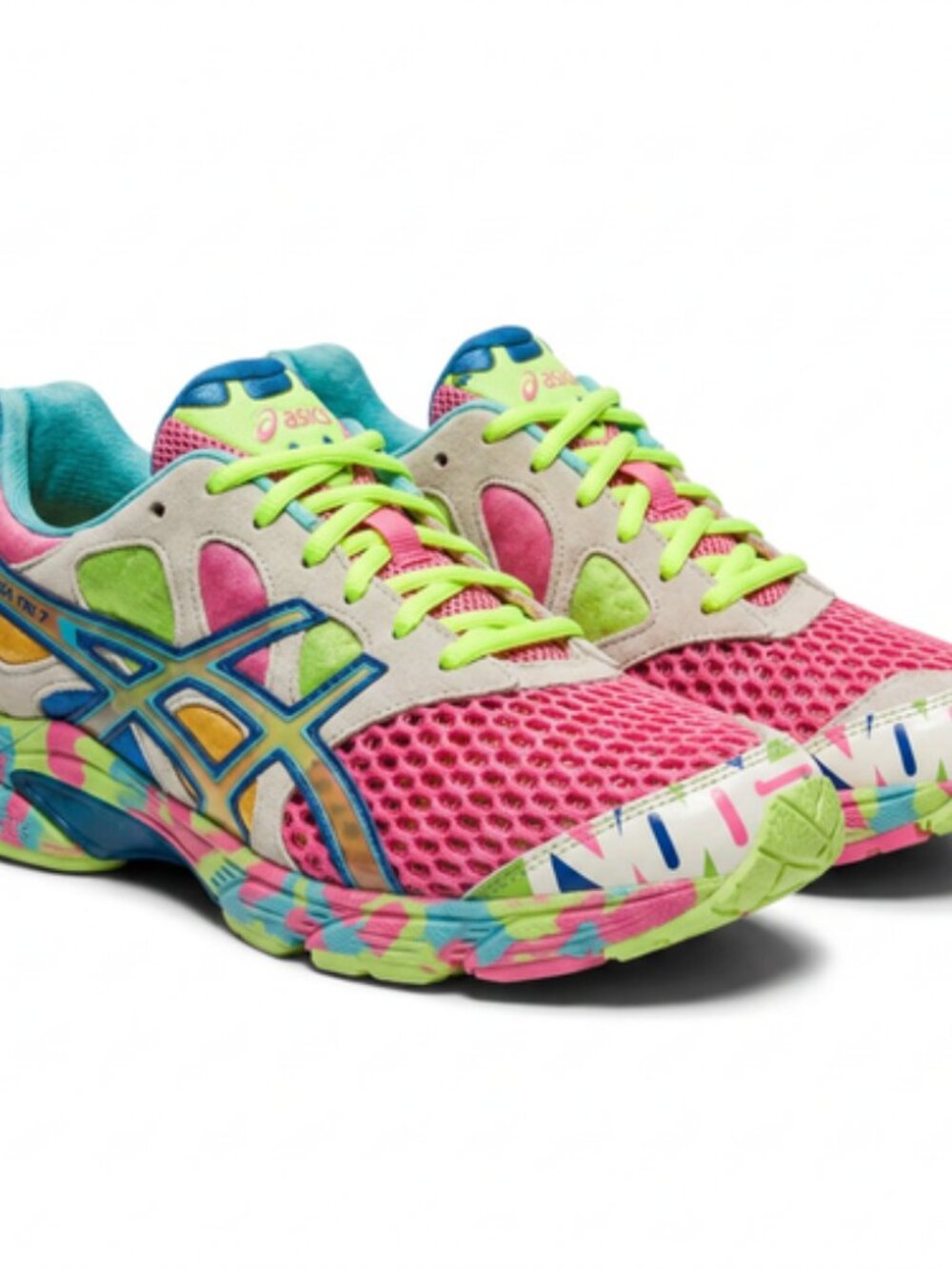ASICS Gel Noosa Tri 7 Glow Neon Multicolor Running Shoes Womens 11